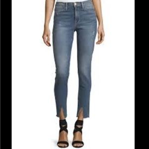 Frame Le High Skinny Split Hem Jean in Sand Fiddler Sz 25